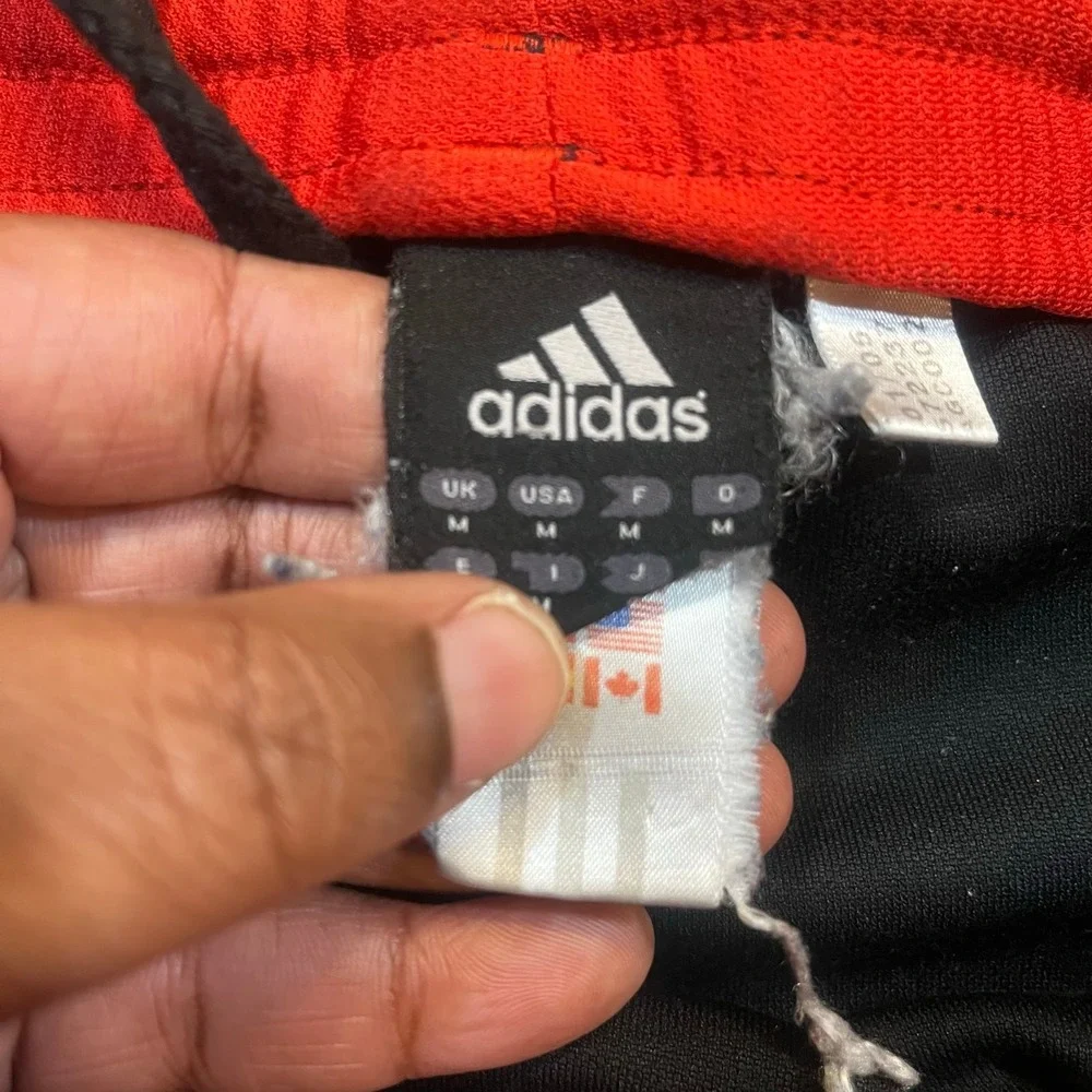 Vintage Adidas Track Pants Mens M Black Red 3 Stripe‎ Athletic Soccer Zip Ankle